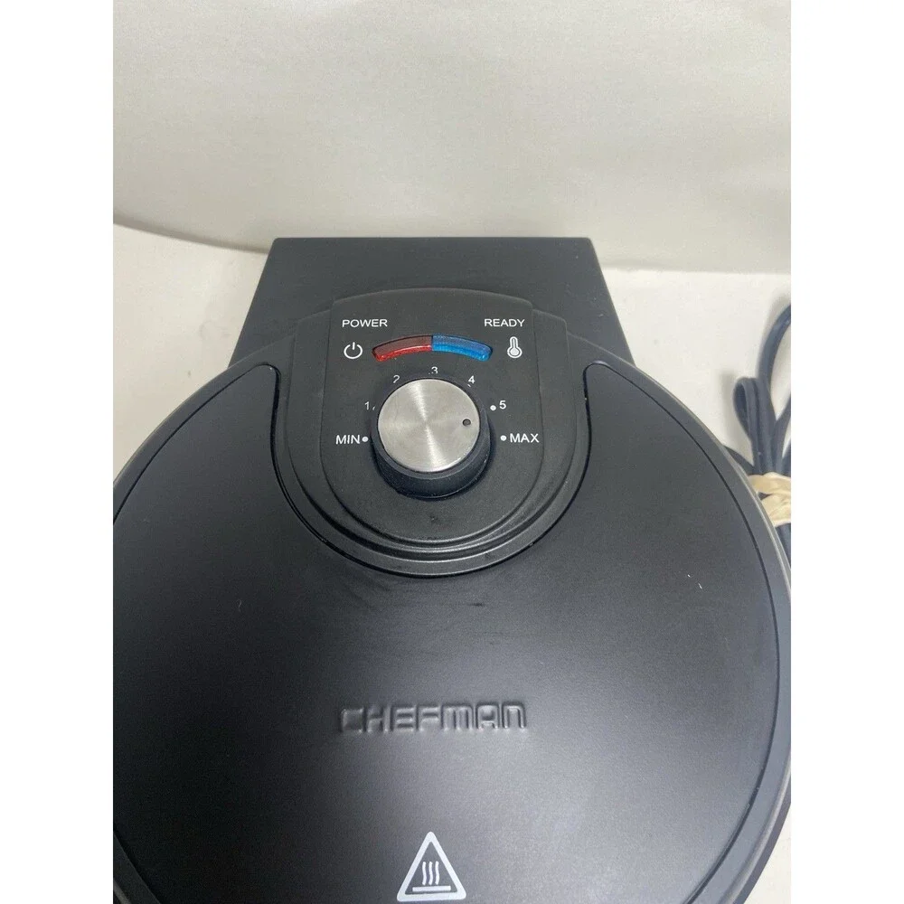 Chefman Anti-Overflow Belgian Waffle Maker Shade Selector Non-Stick Black Tested